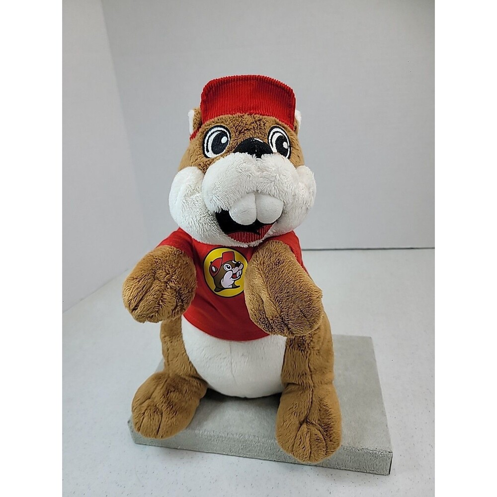 Buc-ees Beaver Mascot Plush Stuffed Animal Jaag 11" Red Shirt Hat Bucees